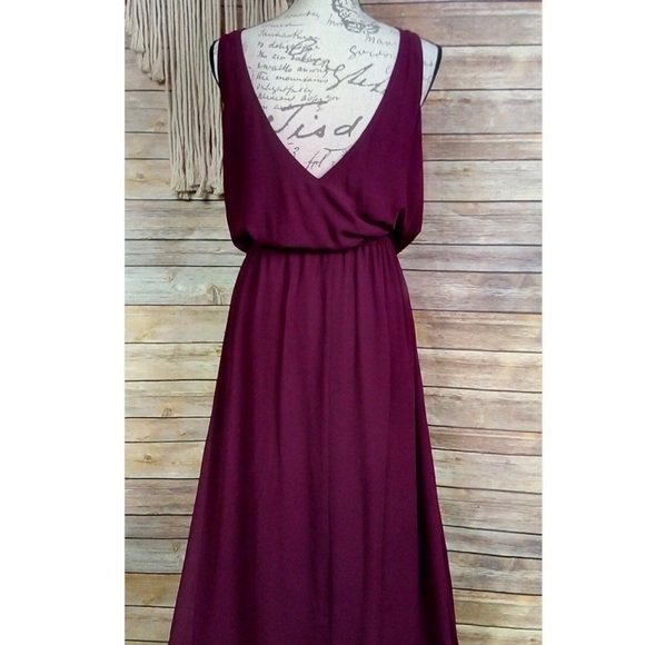 Show Me Your Mumu | ‘Kendall’ Merlot Chiffon Sheer Drapey Formal Maxi Dress - Picture 3 of 8